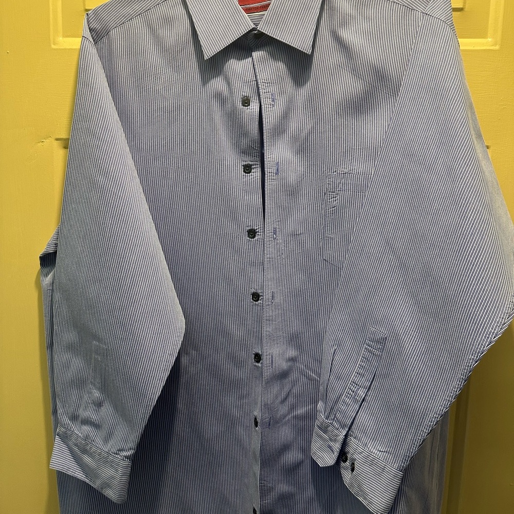 Blue Casual Button Down Shirt with Long Sleeves
